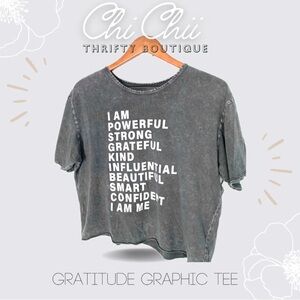 Caution to the Wind Graphic Tee Motivational Confidence  cropped Top Graywash M